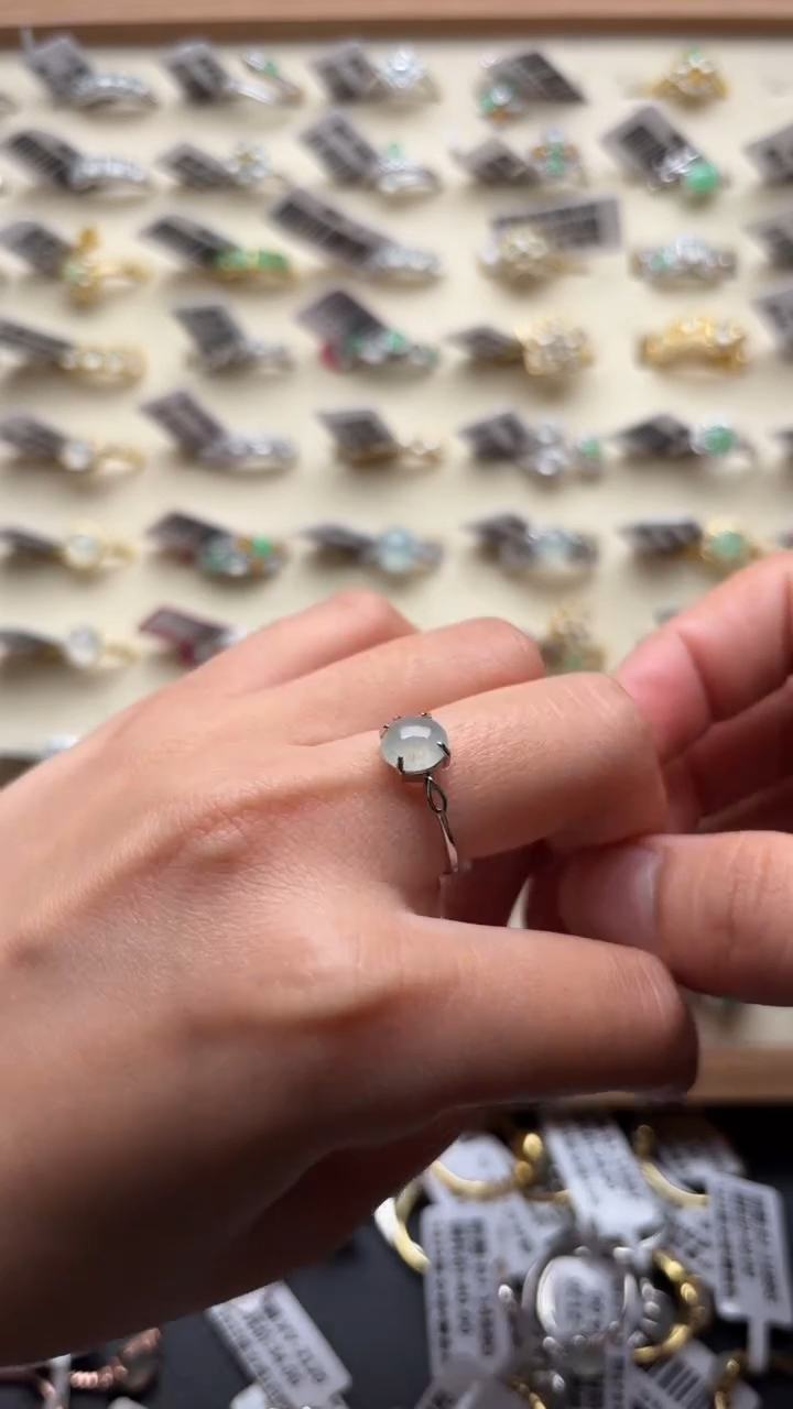 【闪购商品】翡翠戒指银S925镶嵌缅甸A货翡翠S925银镶嵌