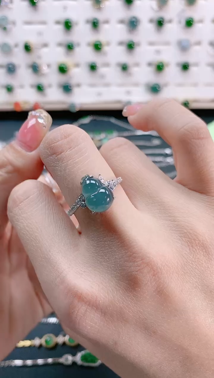 【闪购商品】翡翠戒指银S925镶嵌天然翡翠