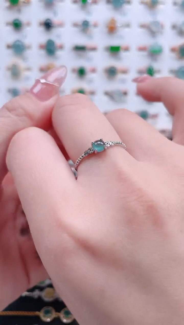 银S925镶嵌戒指翡翠天然翡翠