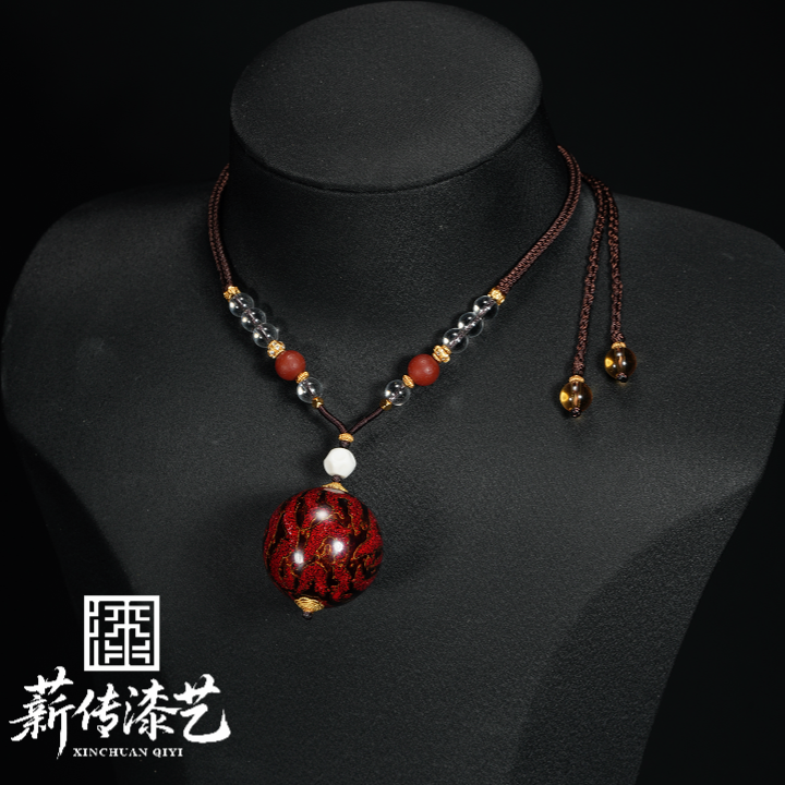 【薪传漆艺】非遗大漆 漆粉单珠吊坠402QF030m