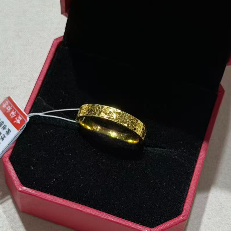 足银银制品 纯金纯银碎冰戒指情侣对戒新年礼物