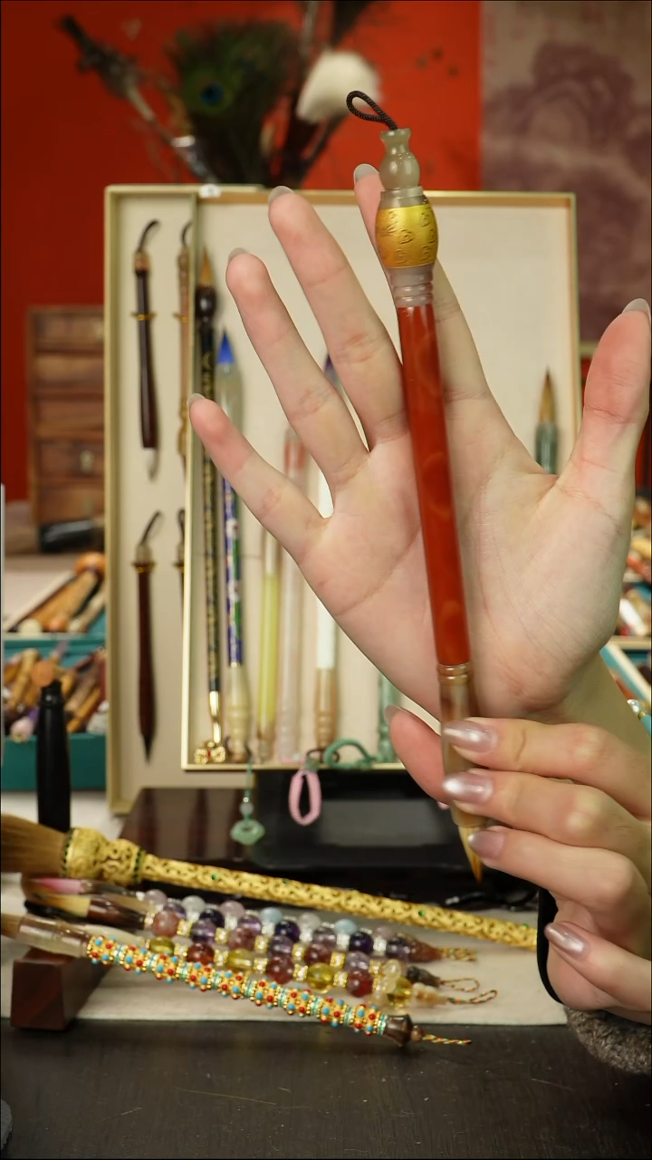 406号闪孤品高货毛笔链接 清水试笔 蘸墨不退