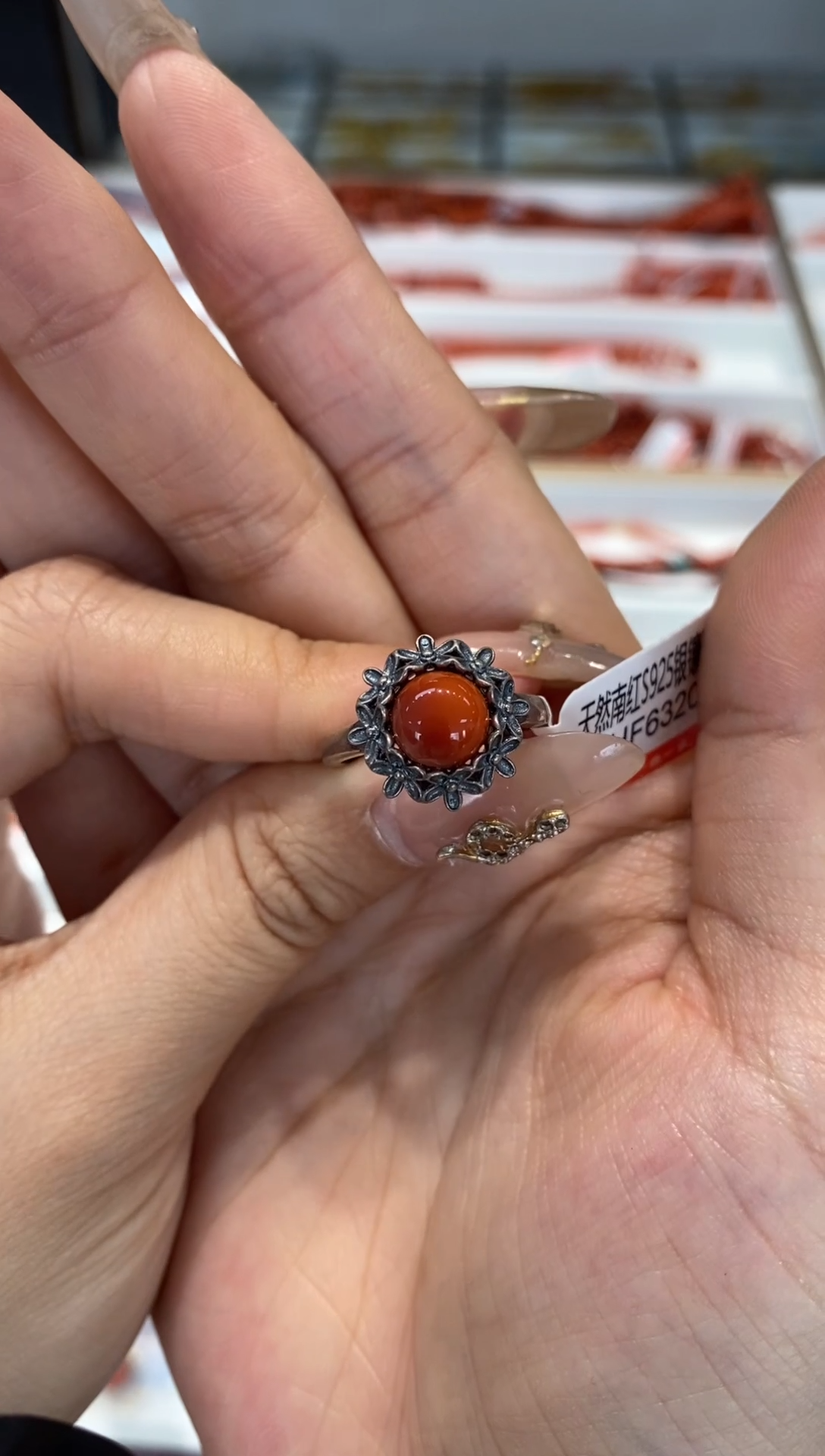 【闪购商品】南红玛瑙戒指银S925镶嵌戒指