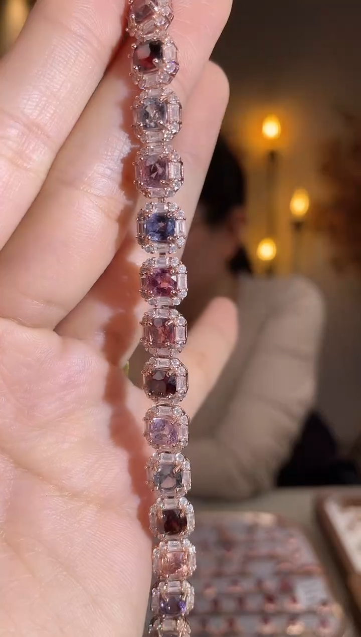 银S925镶嵌手链尖晶石手链