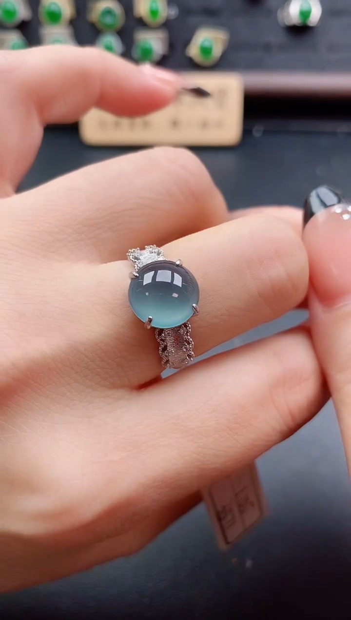 银S925镶嵌戒指翡翠1