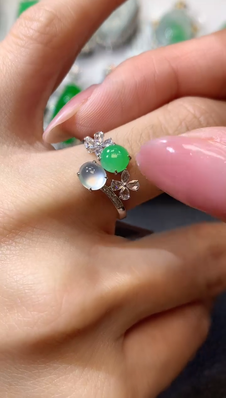 【闪购商品】翡翠戒指18K金镶嵌D12一件