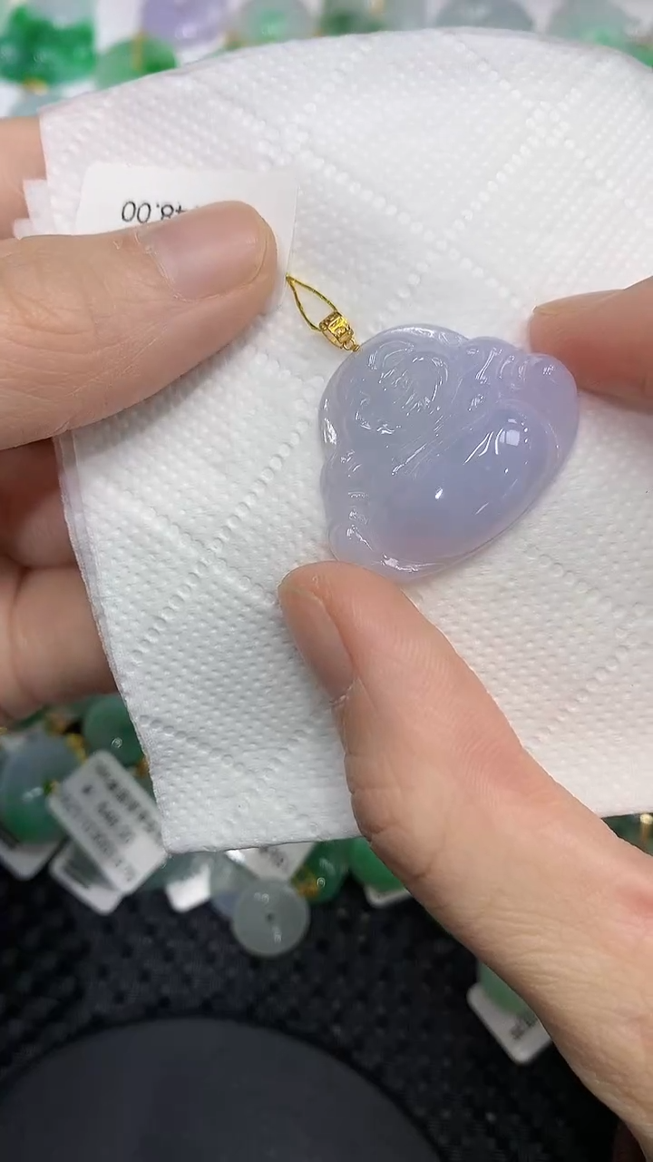 颈饰18K金镶嵌翡翠a货支持复检百元以上9元证书费自理