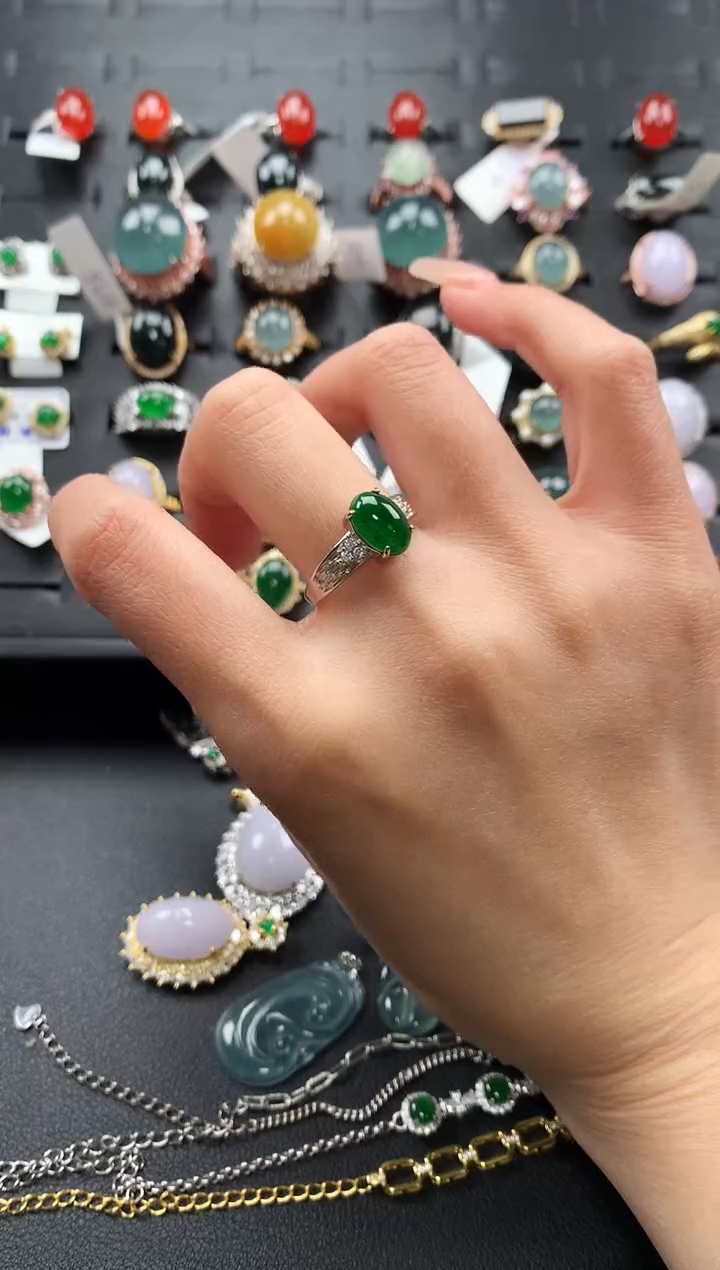 【闪购商品】翡翠戒指银S925镶嵌656754754