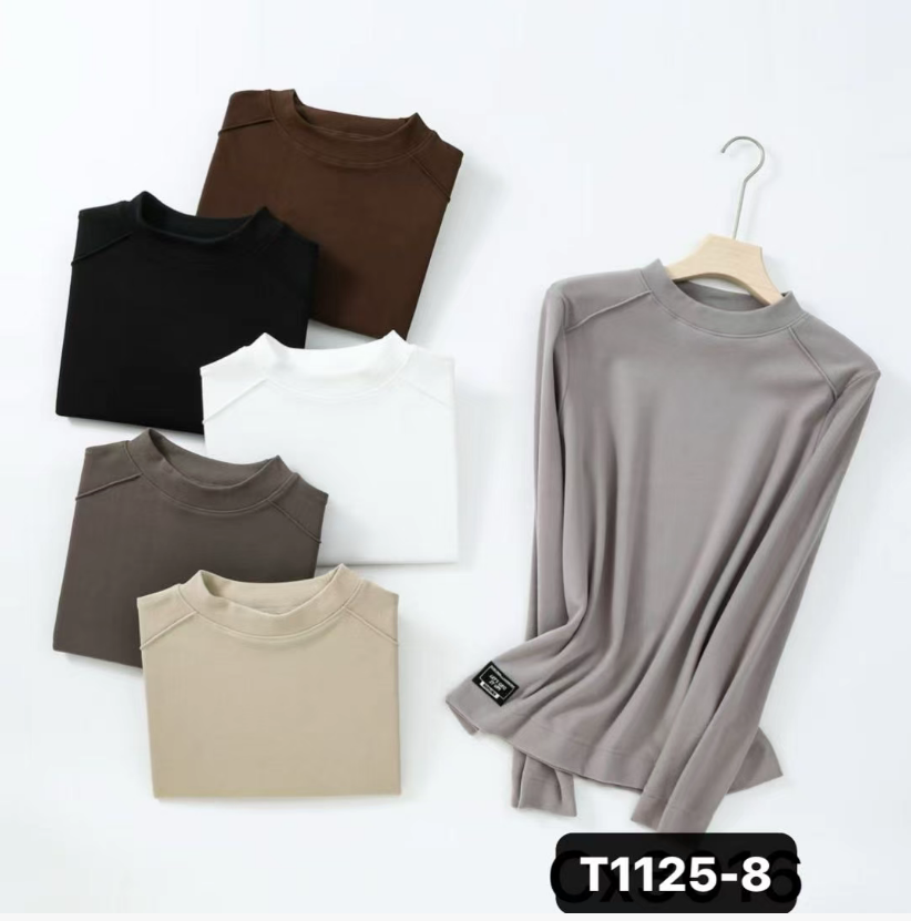 【曼玉专享】【女款】秋季爆款长绒棉柔软纯色打底衫#T1125