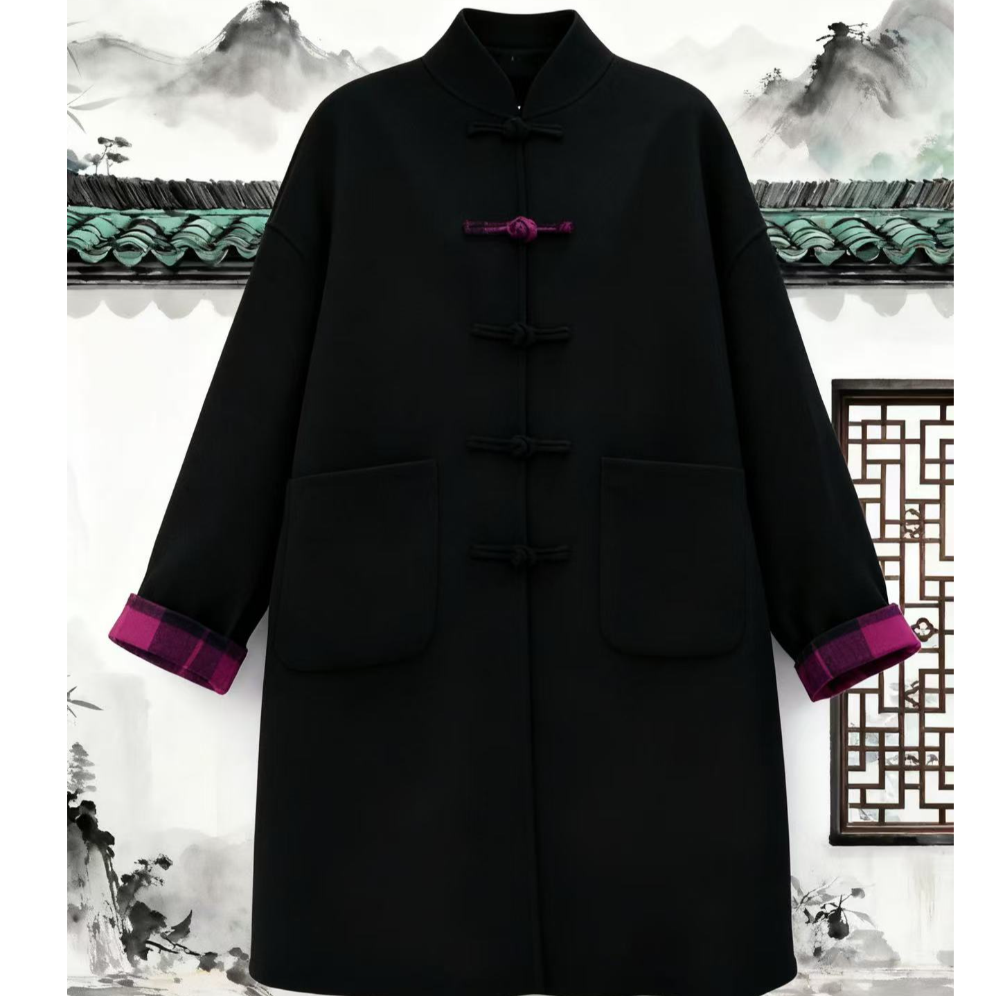 2025新款美丽诺绵羊毛大衣轻高定新中式国风女装大衣