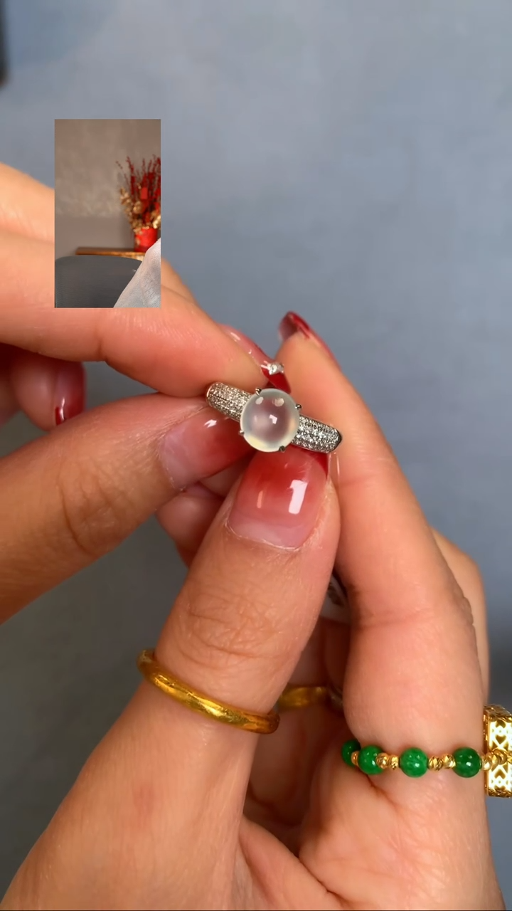 【闪购商品】翡翠戒指18K金镶嵌翡翠戒指