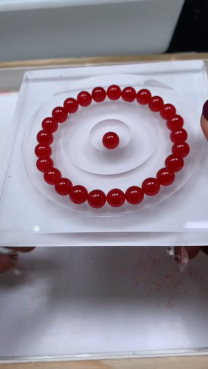 未镶嵌散珠玛瑙/玉髓B504 鸽血红8mm30颗8.8元