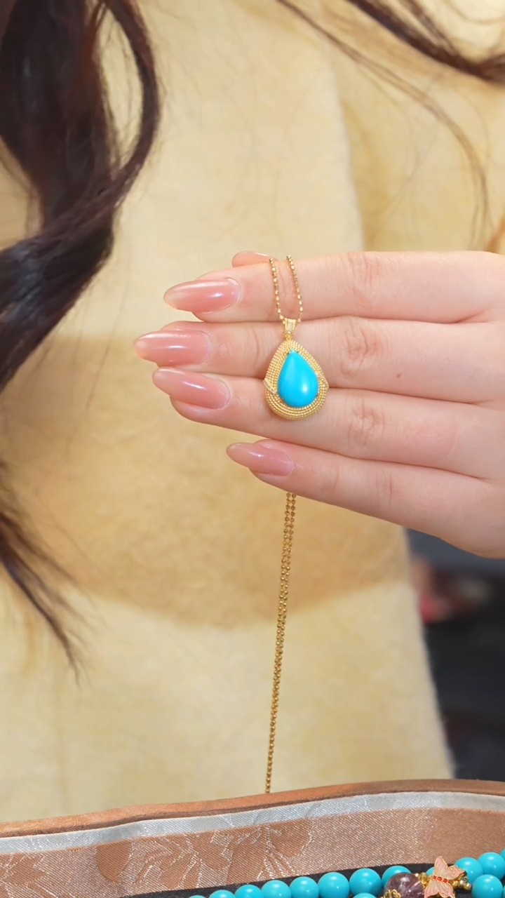 【闪购商品】绿松石吊坠不含链18K金镶嵌多样性发@@N7002