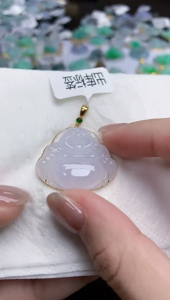 【闪购商品】翡翠颈饰18K金镶嵌天然缅甸翡翠A货