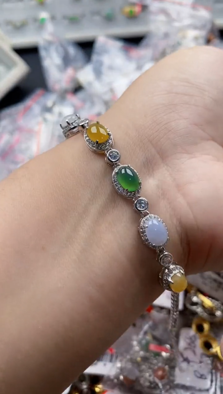 翡翠戒指银S925镶嵌13-13--1