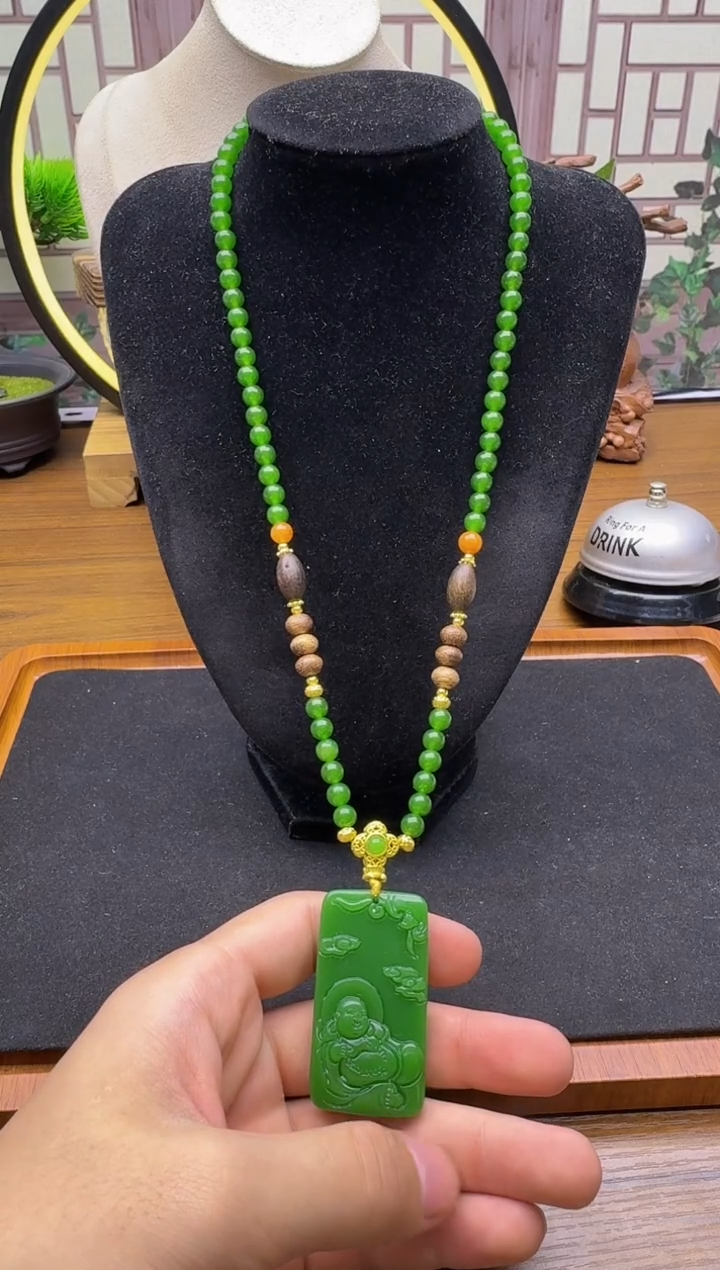 颈饰14K金镶嵌和田玉L31     