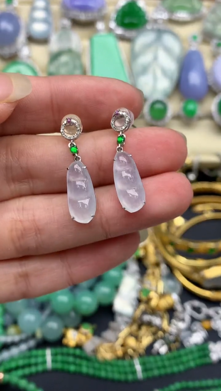 【闪购商品】翡翠耳饰18K金镶嵌464-中国好珍宝