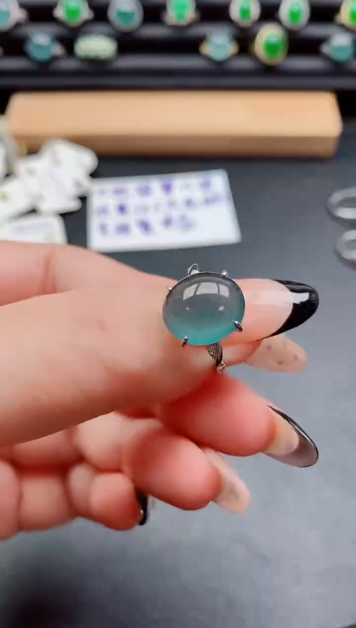 银S925镶嵌戒指翡翠1