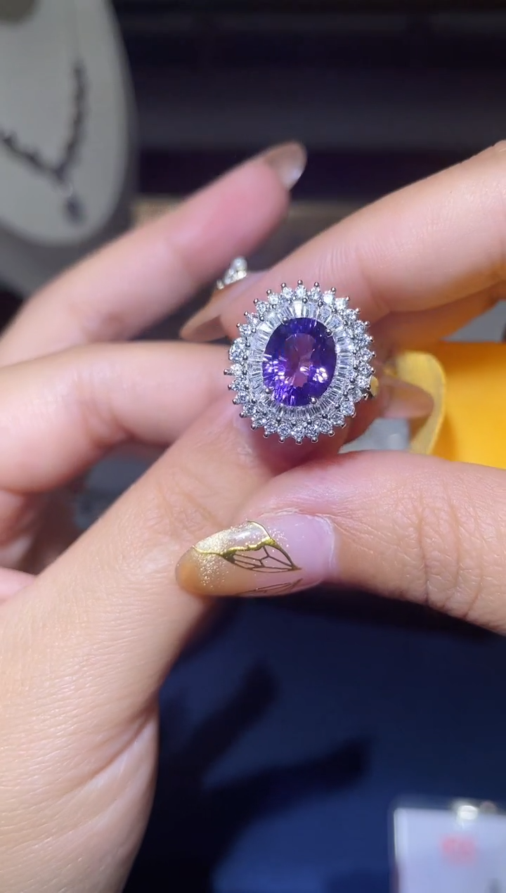 【闪购商品】紫晶戒指银S925镶嵌111111