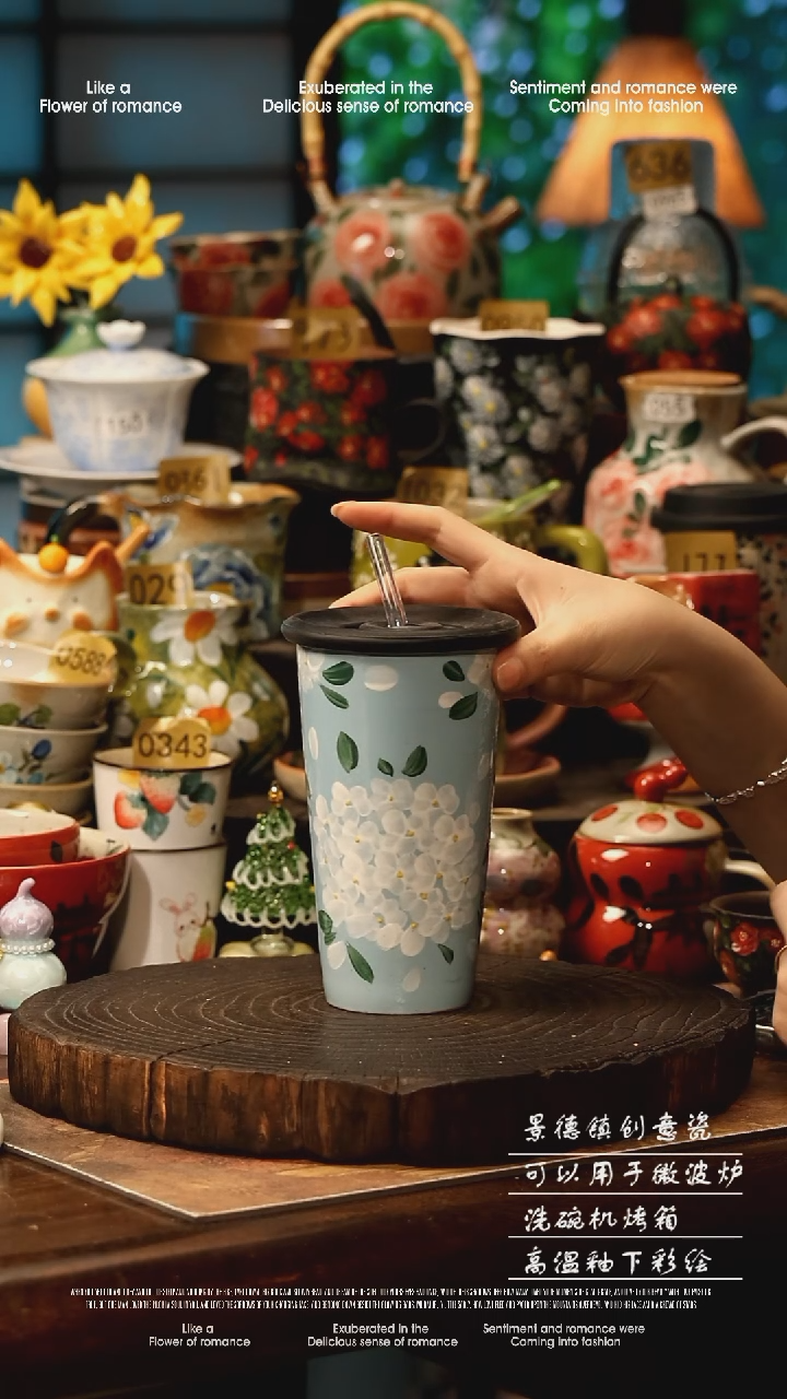 陶瓷景德镇高温釉下彩手工手绘款式@A0789@