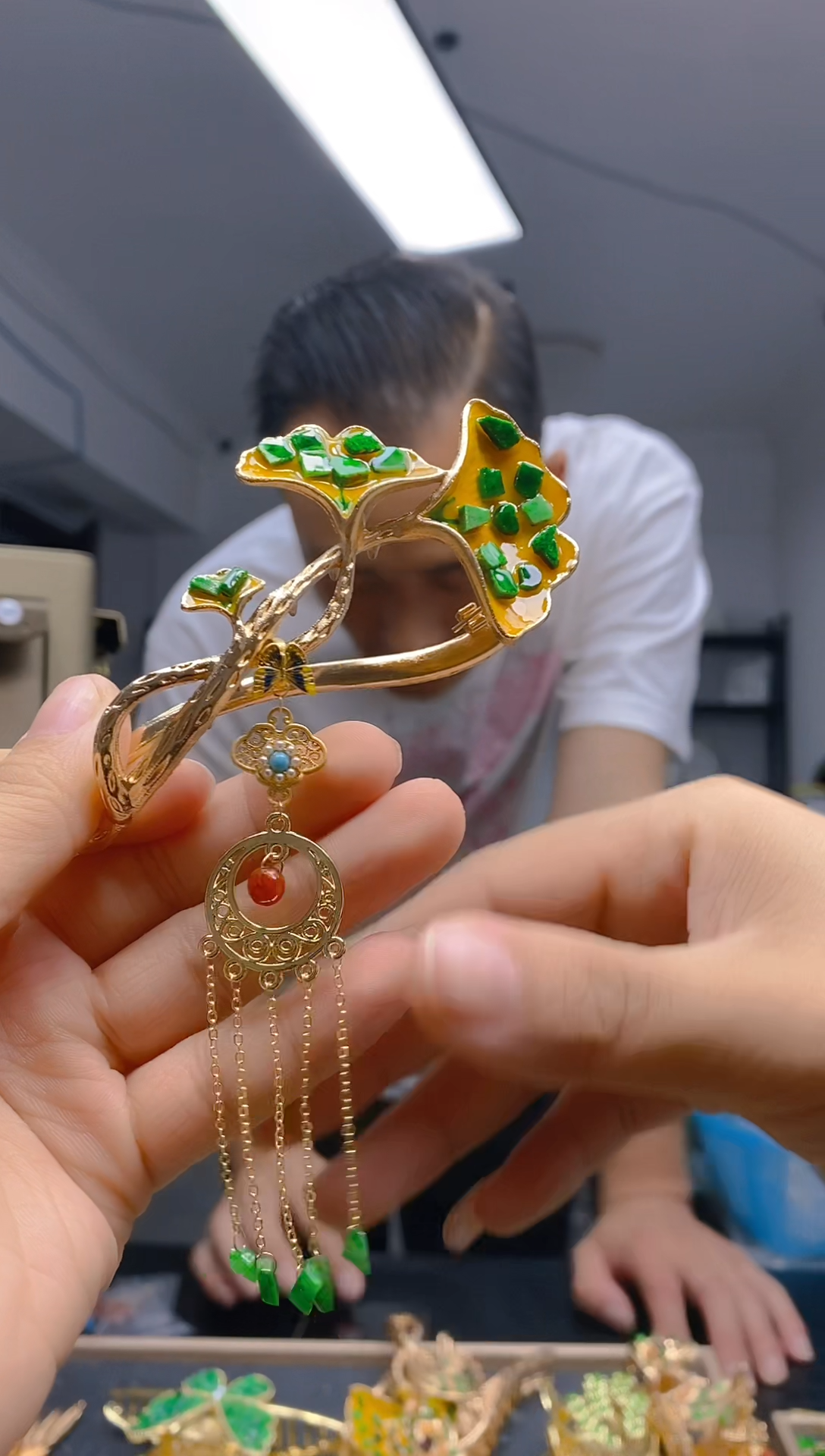 【闪购商品】翡翠耳饰合金0270翡翠发簪