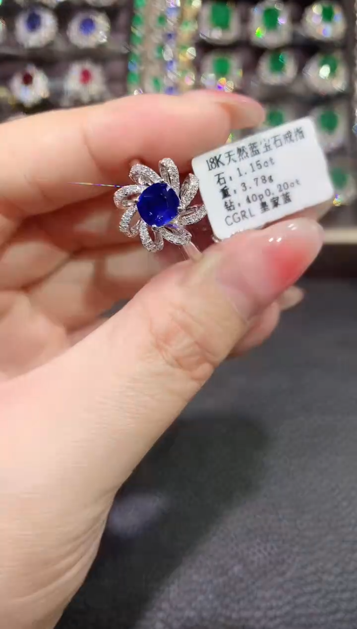 【闪购商品】蓝宝石戒指18K金镶嵌A23 