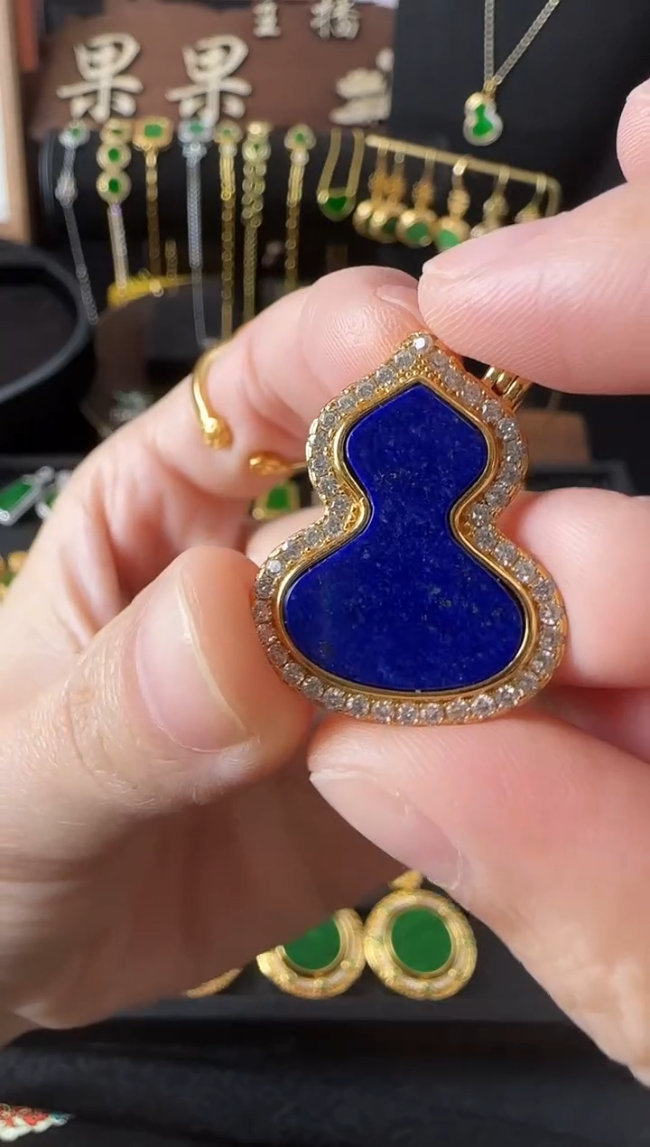 【闪购商品】青金石颈饰银S925镶嵌吊坠