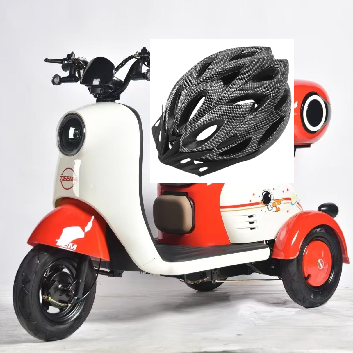 新款接送亲子代步轻便代步小型家用接送小孩电动三轮配备骑行头盔