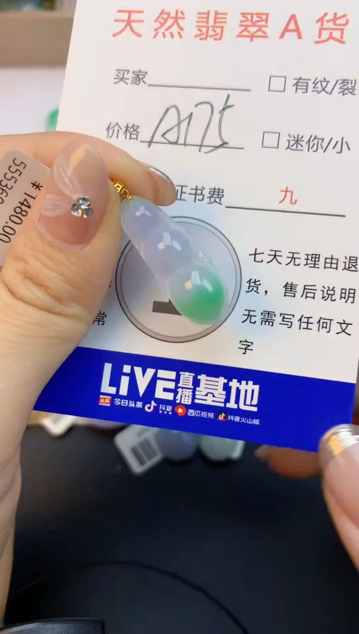 颈饰18K金镶嵌翡翠天然缅甸a货翡翠百元以上9元证书费自理