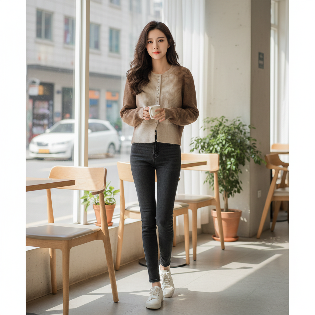 渐变色开衫圆领韩系甜美风休闲修身针织洋气吊染宽松时尚设计百搭