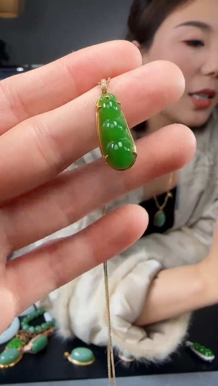 【闪购商品】和田玉吊坠(不含链)18K金镶嵌1
