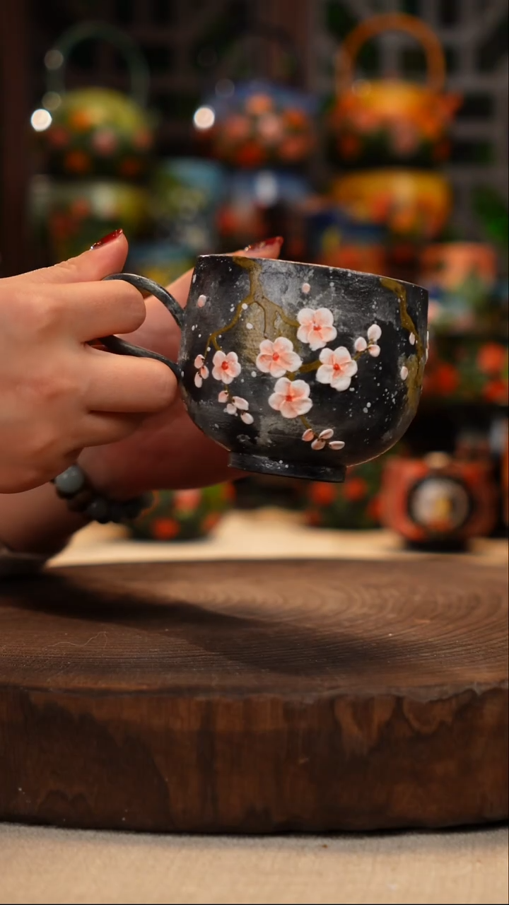 紫砂油画手绘釉下彩