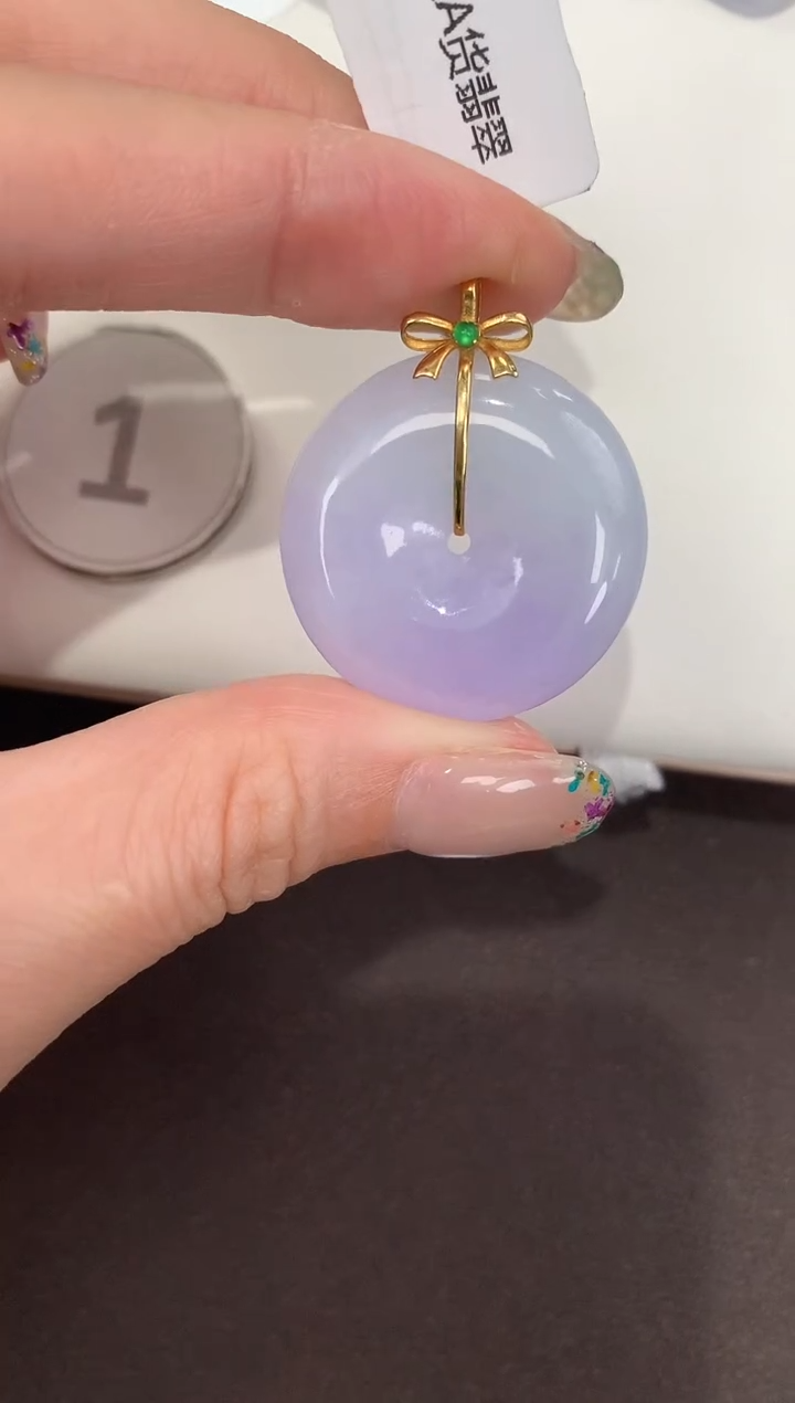 颈饰18K金镶嵌翡翠天然缅甸A货翡翠