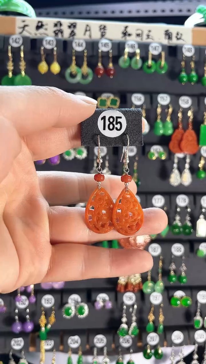 【闪购商品】翡翠耳饰银S925镶嵌老185...