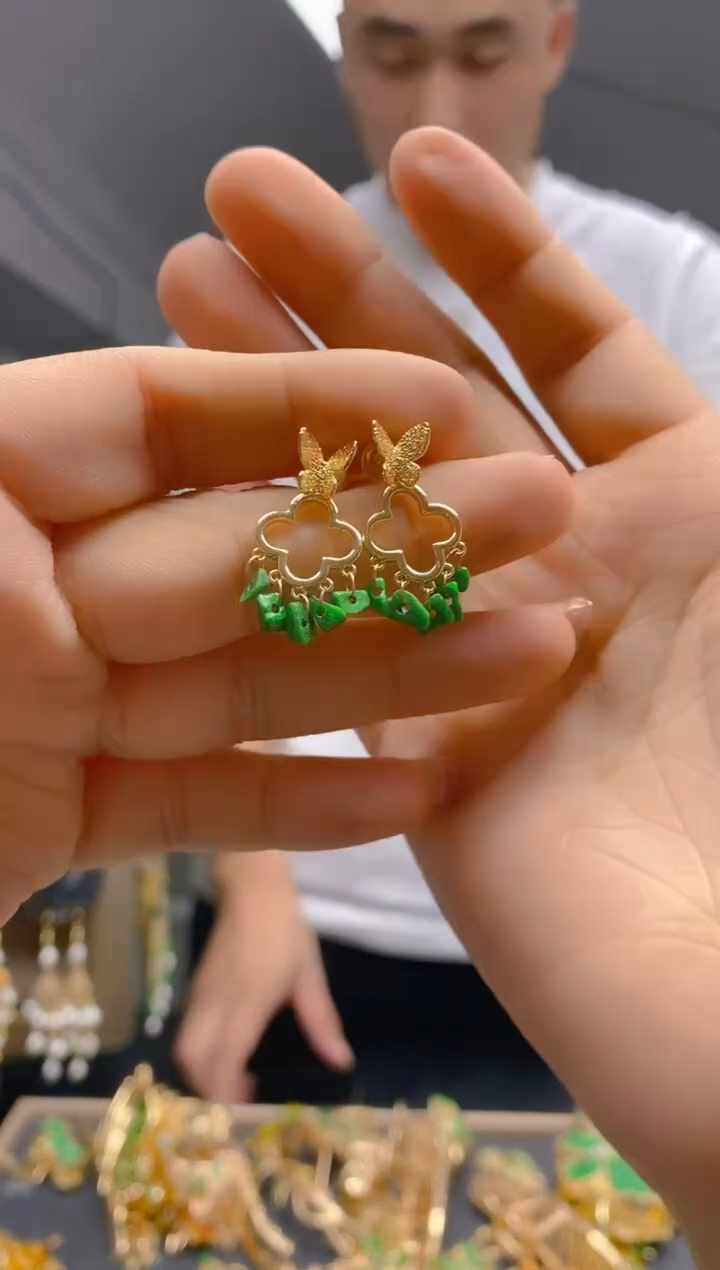 【闪购商品】翡翠耳饰合金386翡翠耳钉
