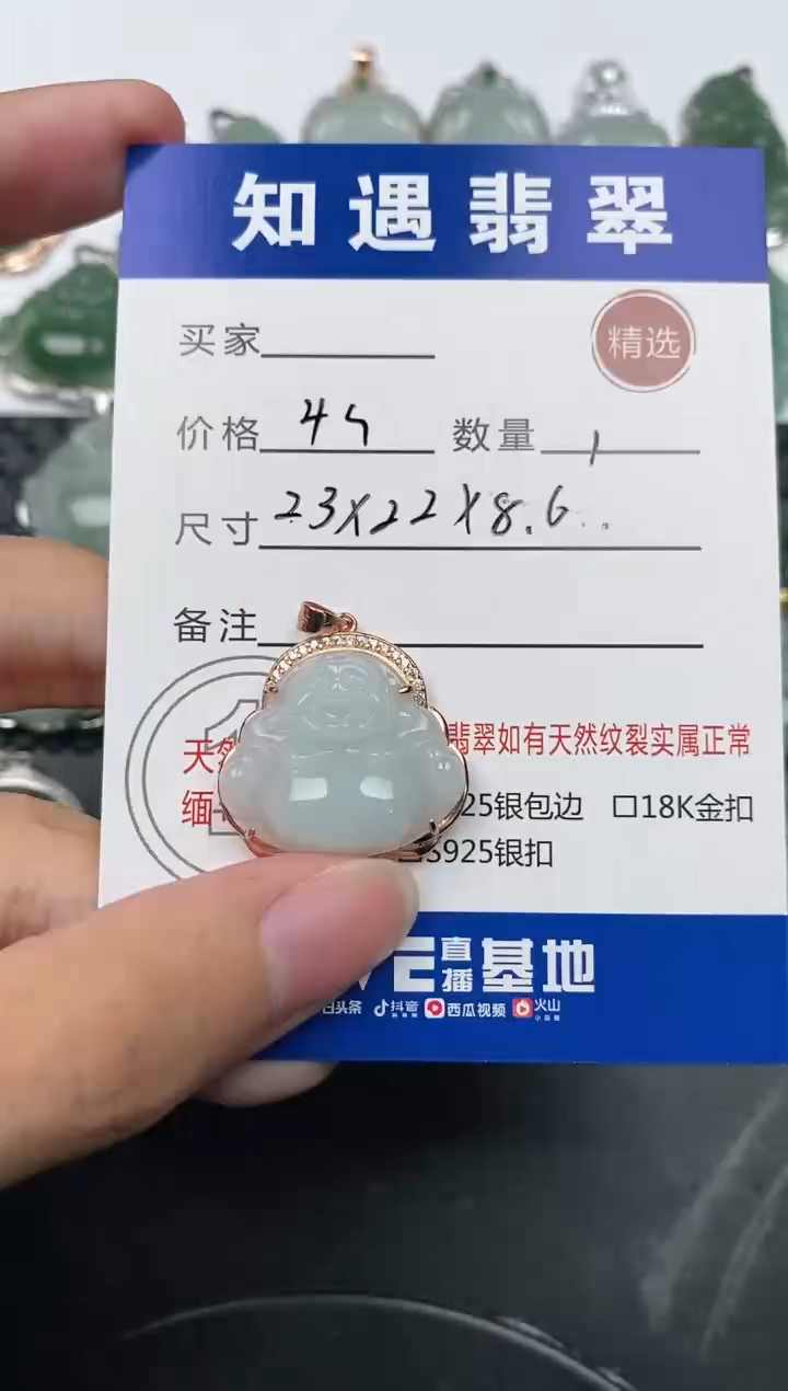 颈饰银S925镶嵌翡翠挂件