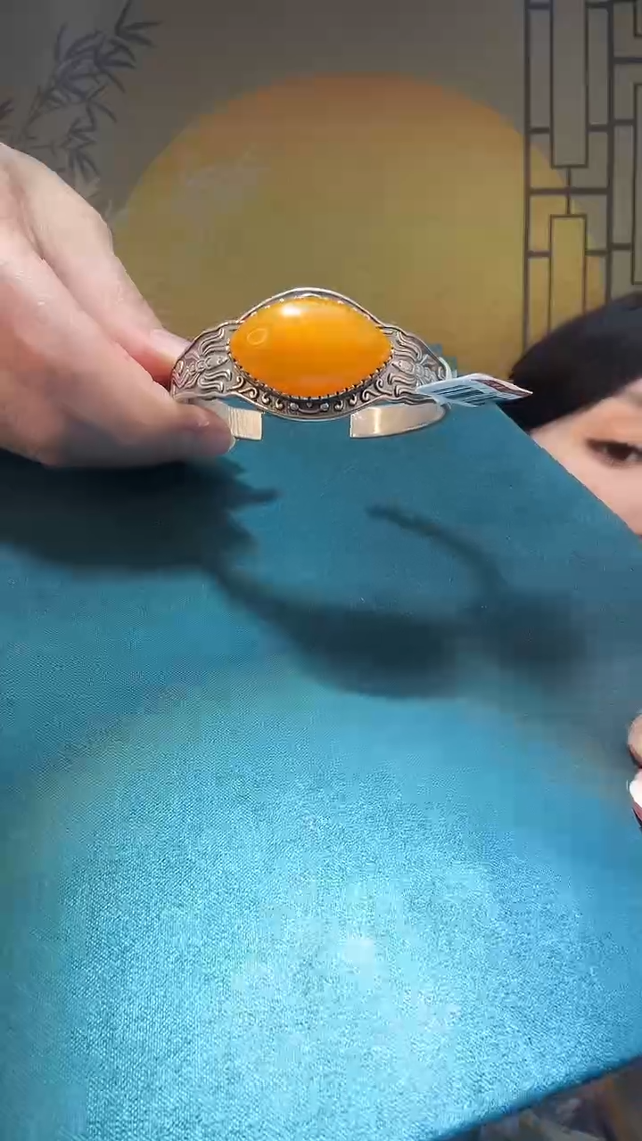 【闪购商品】琥珀裸石银S925镶嵌G3637天然蜜蜡