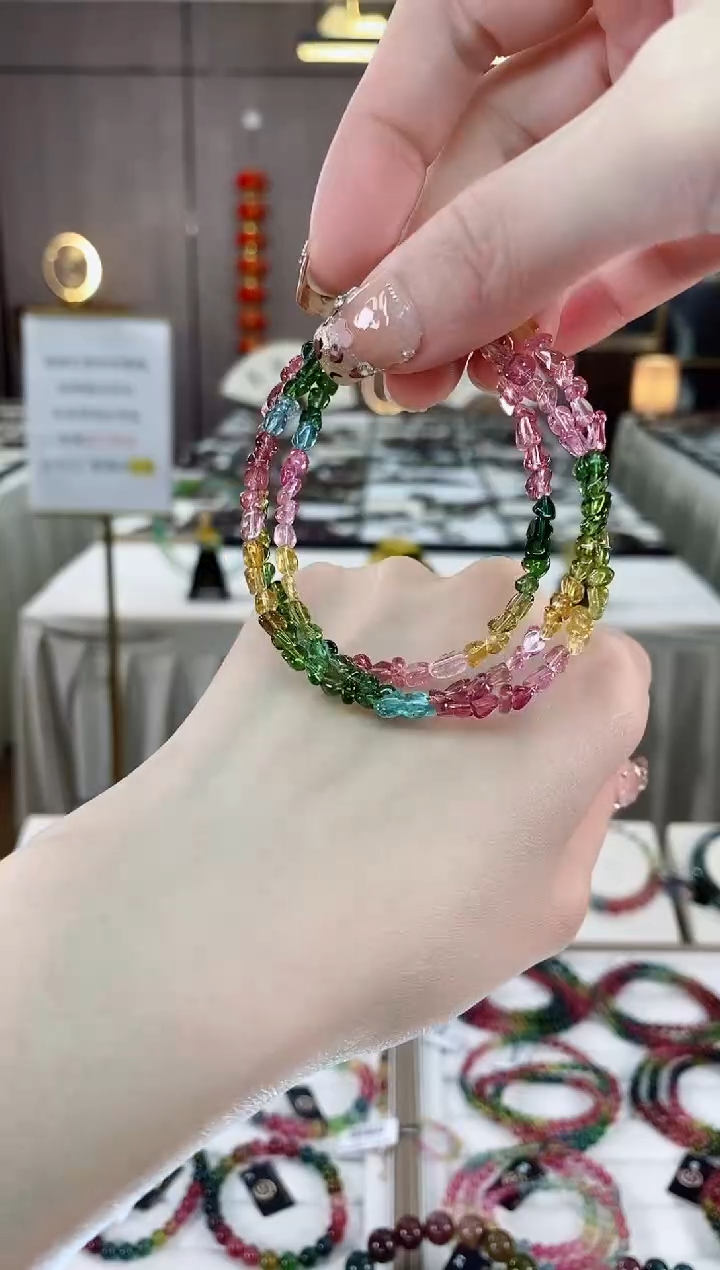 净体原石三圈手链未镶嵌碧玺dan多样性发货一条