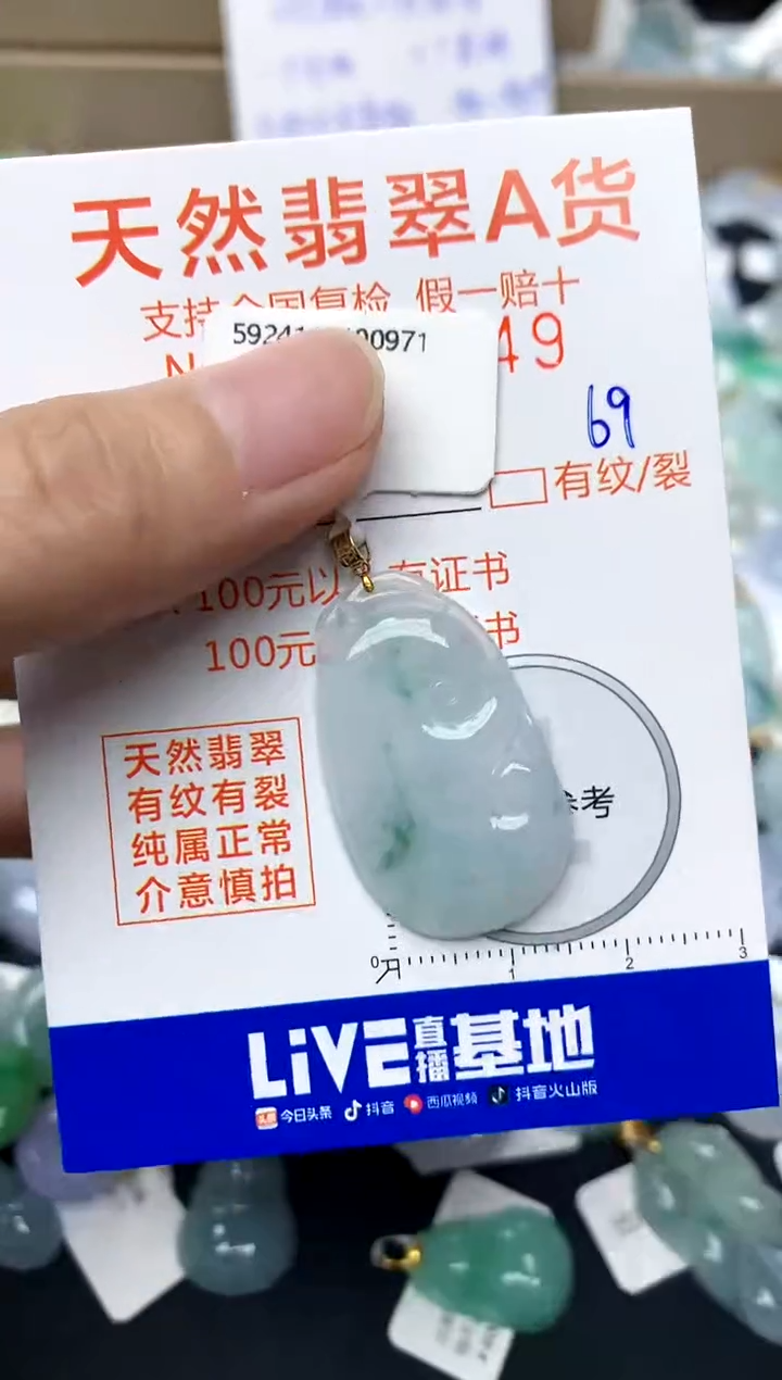 【闪购商品】翡翠颈饰18K金镶嵌69天然A货翡翠