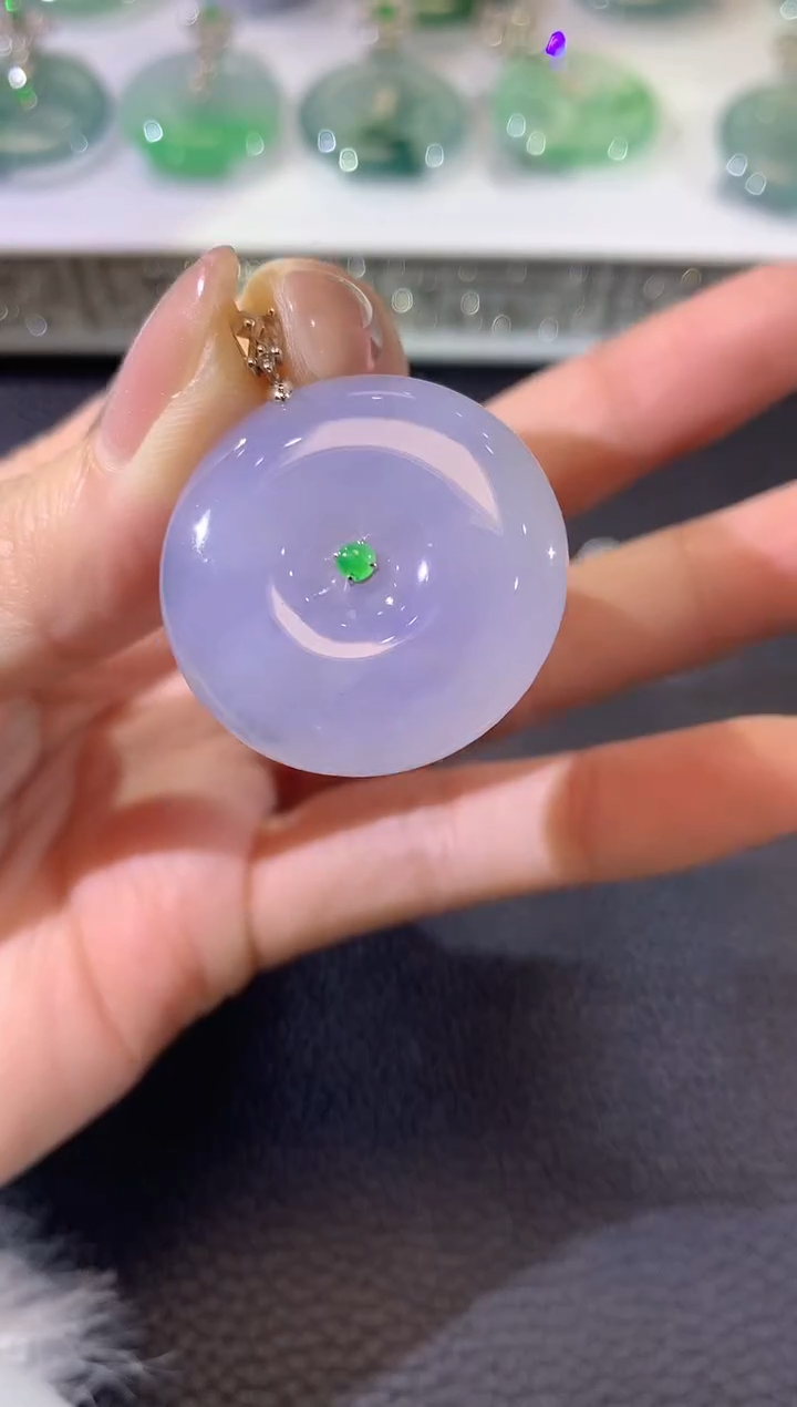 【闪购商品】翡翠吊坠(不含链)18K金镶嵌A7紫货有一定色差