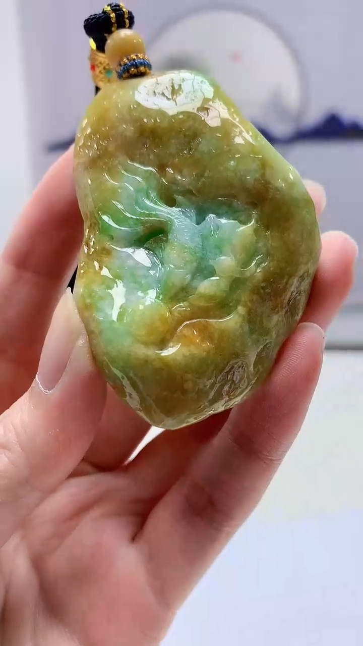 【闪购商品】定制翡翠未镶嵌5028zm-毛货挂件38