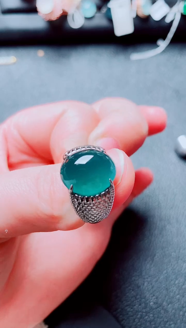 银S925镶嵌戒指翡翠111