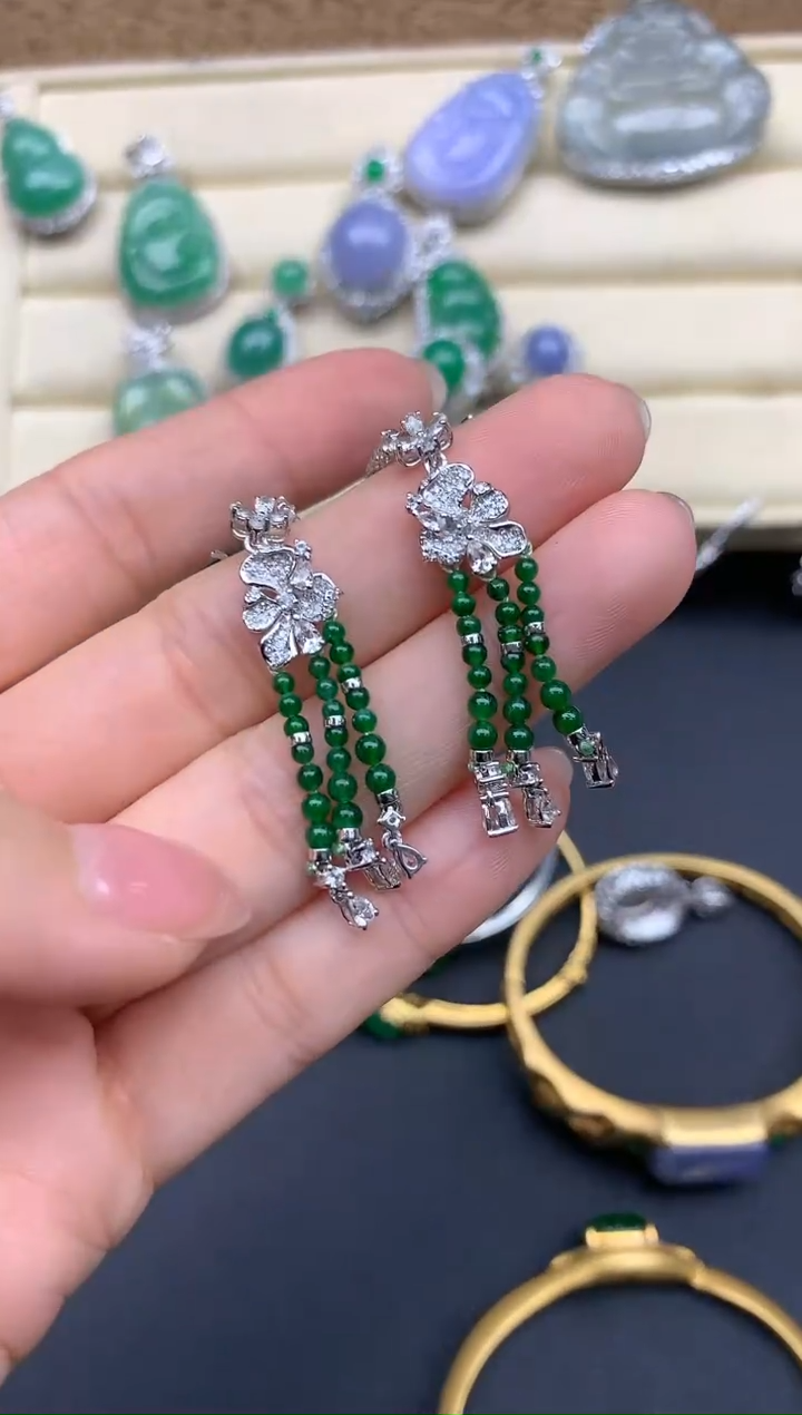 【闪购商品】翡翠耳饰18K金镶嵌549--中国好珍宝