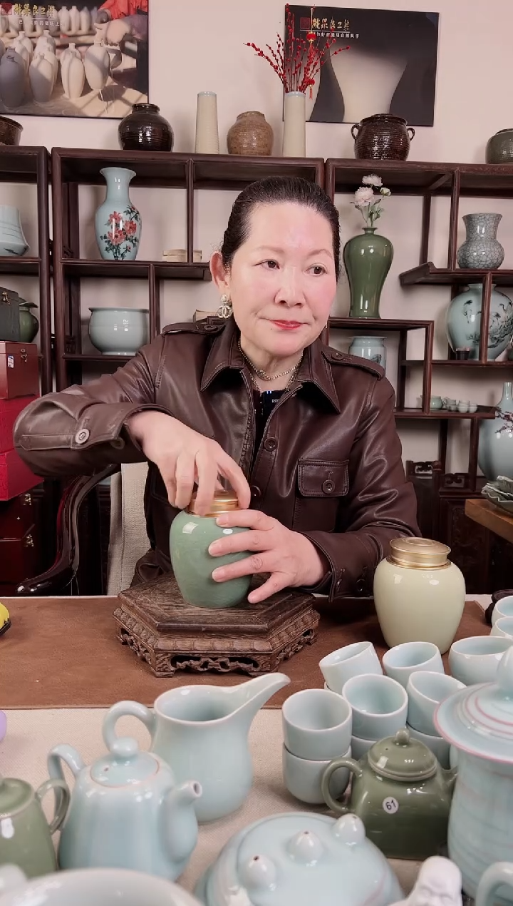 【闪购商品】杯青瓷 哥窑 梅青 茶叶罐