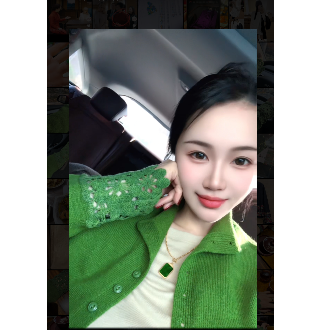 且安（绿） 芳华设计复古百搭针织衫国风羊毛花边开衫QA