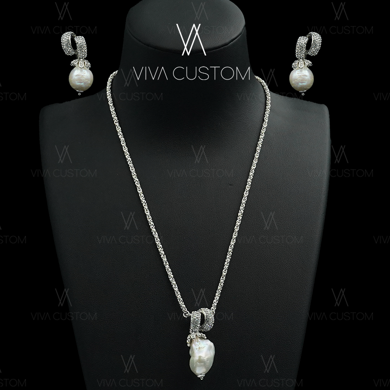 铜合金合成锆石耳饰 （珠华旧梦系列）高级感珍藏花瓣巴洛克套装