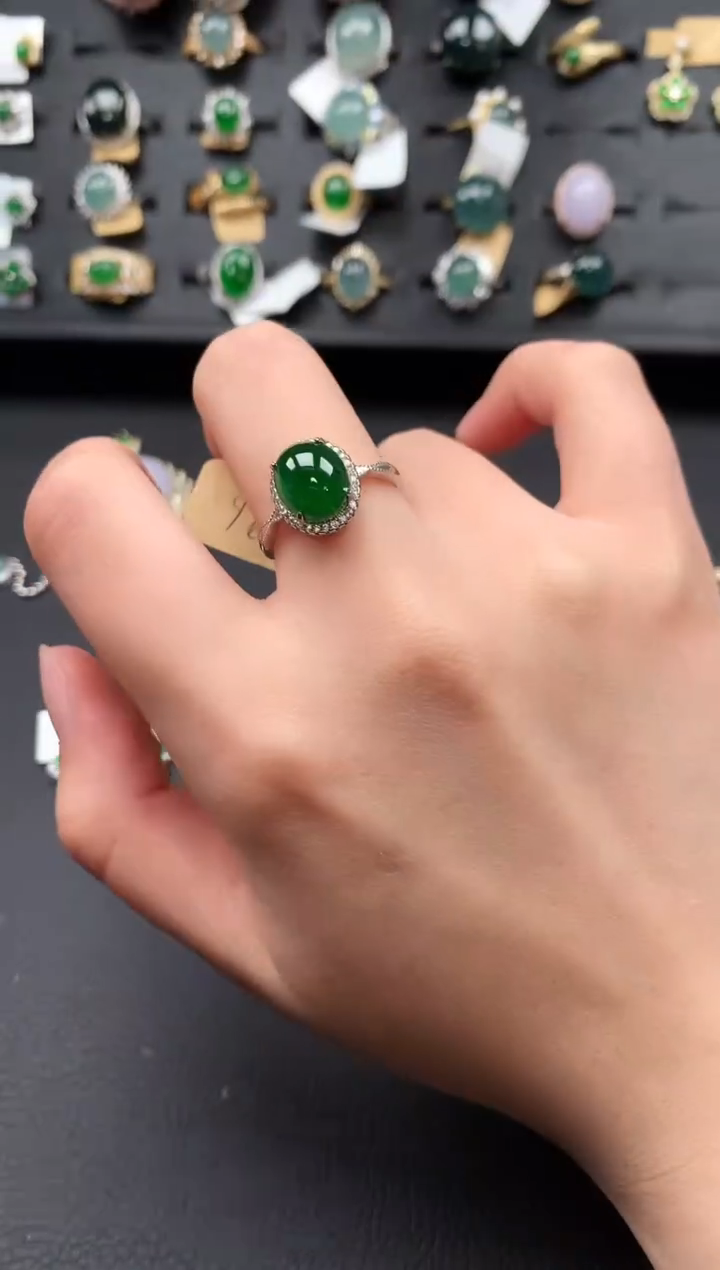 【闪购商品】翡翠戒指银S925镶嵌6141