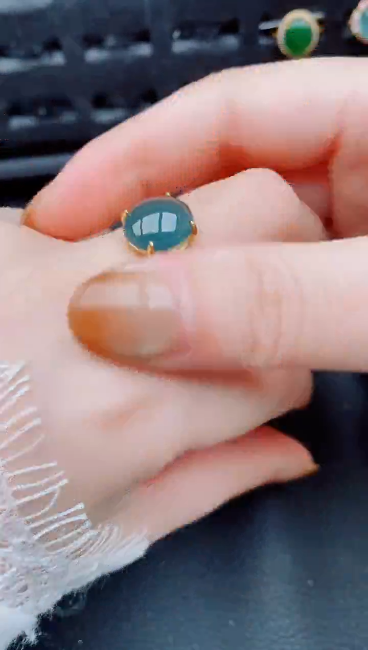 【闪购商品】翡翠戒指银S925镶嵌天然a货翡翠954