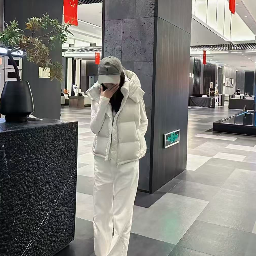 （四格马甲）休闲风INS风慵懒风时尚套装裤子套装连帽保暖冬季