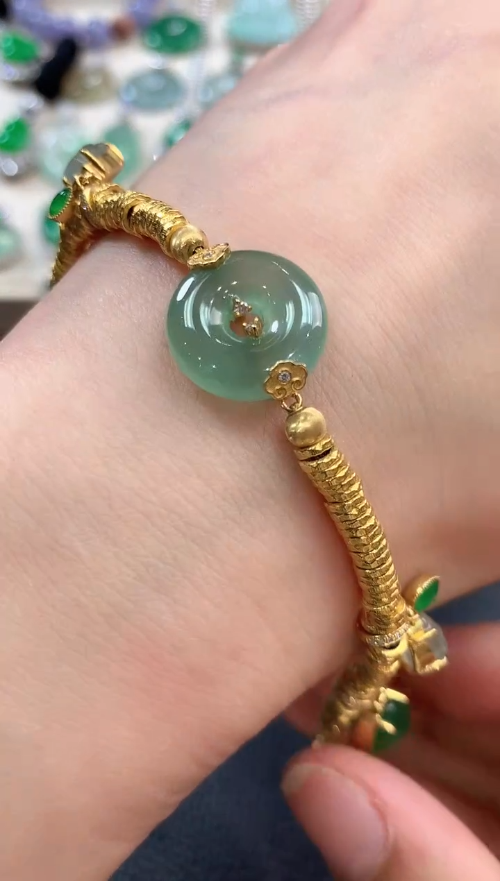 【闪购商品】翡翠手链18K金镶嵌m17    